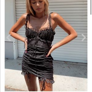 Autumn night lace mini dress